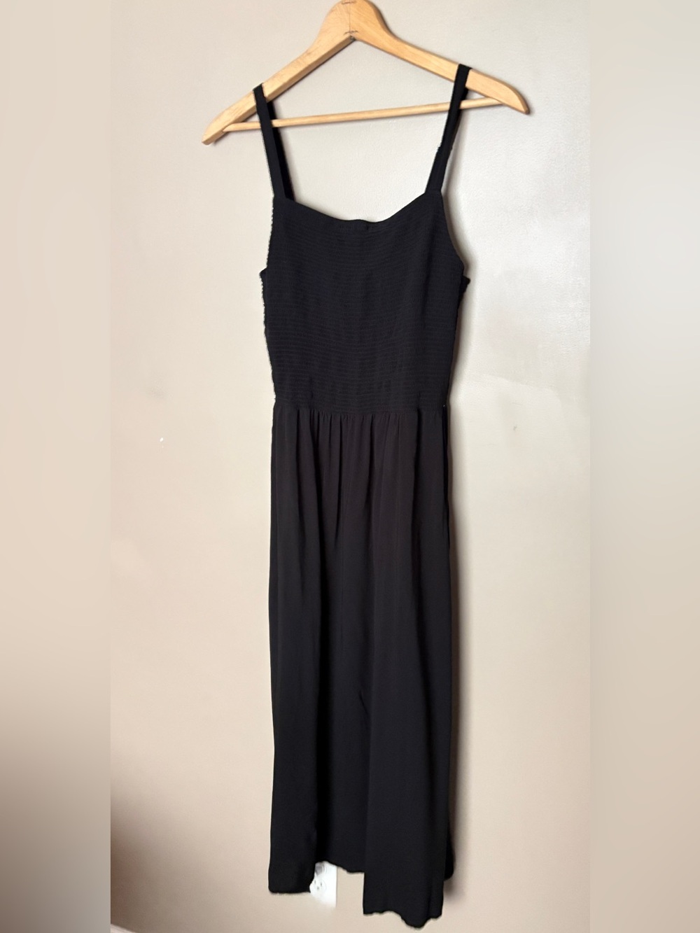 Old Navy fit & flare smocked midi sundress black summer dress viscose L tall EUC - Picture 15 of 15